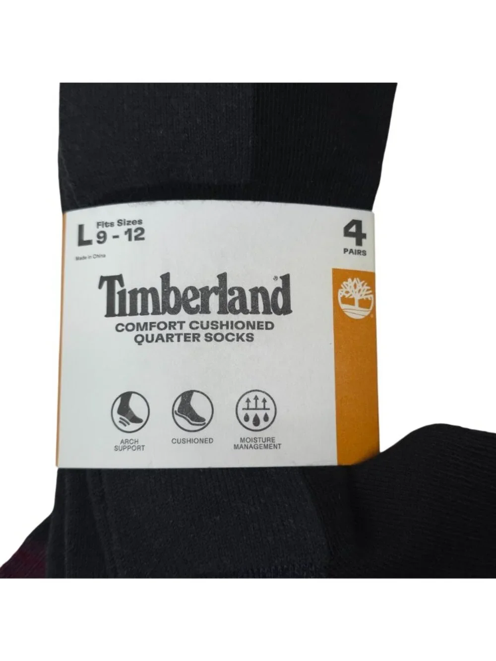 Timberland Mens Comfort Cushioned Quarter Socks 4-Pack Large 9-12 Arch Support